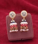 White color meenakari earrings elegant designer appeal
