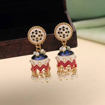 White color meenakari earrings elegant designer appeal 2
