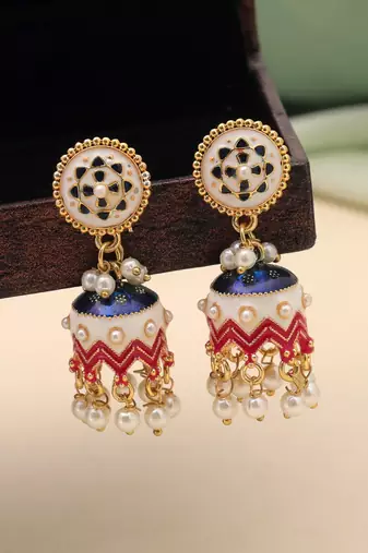 White color meenakari earrings elegant designer appeal