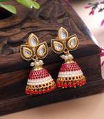 Red color meenakari earrings premium handmade style