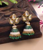 Green color meenakari earrings royal festive design
