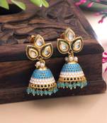 Firozi color meenakari earrings colorful ethnic look
