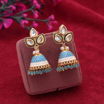 Firozi color meenakari earrings colorful ethnic look 2