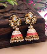 White color meenakari earrings classic traditional appeal