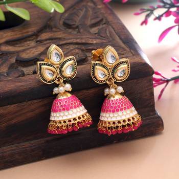 Rani color meenakari earrings elegant festive finish 1