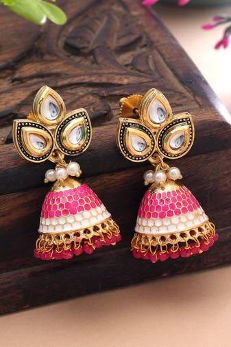 Rani color meenakari earrings elegant festive finish