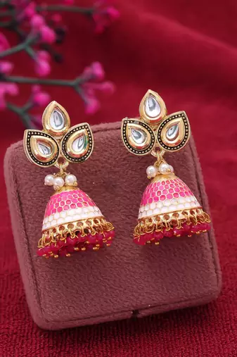 Rani color meenakari earrings elegant festive finish