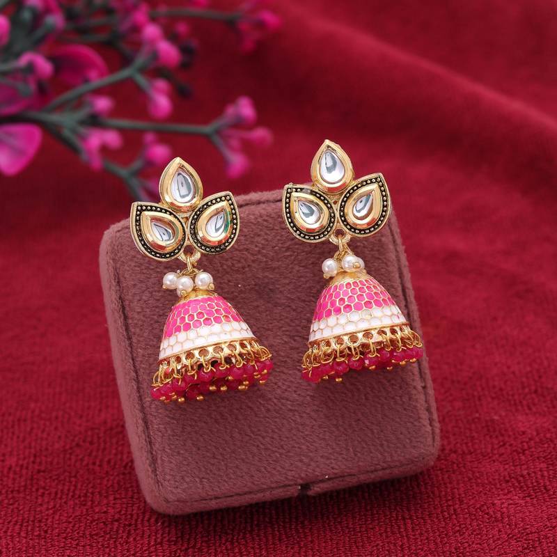 Rani color meenakari earrings elegant festive finish