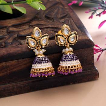 Purple color meenakari earrings royal ethnic fashion 1