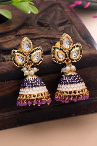 Purple color meenakari earrings royal ethnic fashion