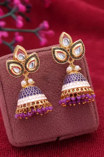 Purple color meenakari earrings royal ethnic fashion