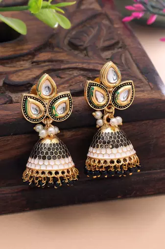 Black color meenakari earrings stylish traditional look