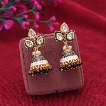 Black color meenakari earrings stylish traditional look 2