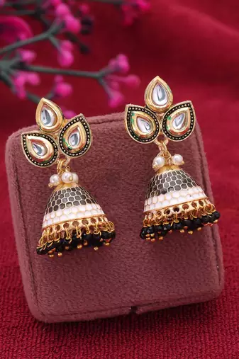 Black color meenakari earrings stylish traditional look