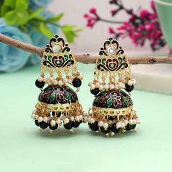 Black color meenakari earrings premium handmade appeal 1