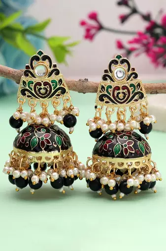 Black color meenakari earrings premium handmade appeal