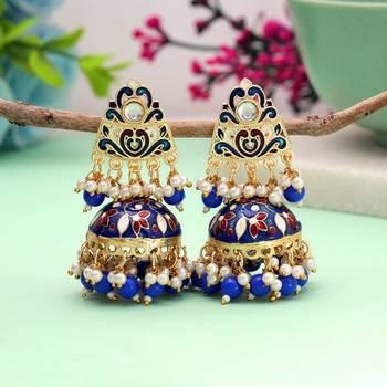 Blue color meenakari earrings beautiful ethnic design 1
