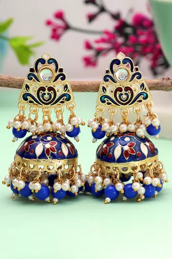 Blue color meenakari earrings beautiful ethnic design
