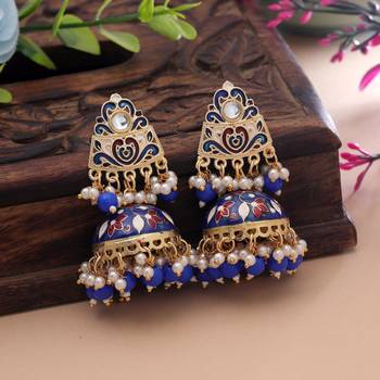 Blue color meenakari earrings beautiful ethnic design 2