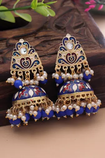 Blue color meenakari earrings beautiful ethnic design