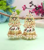 White color meenakari earrings traditional jewelry finish