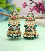 Green color meenakari earrings trendy handmade style