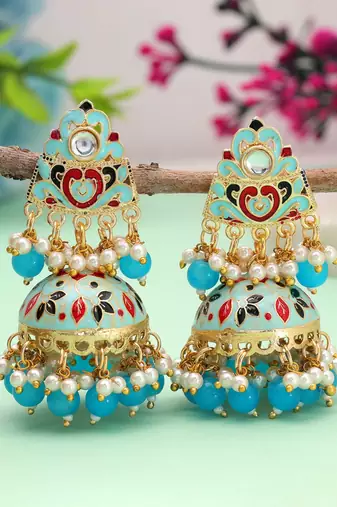Sky blue color meenakari earrings classic festive look