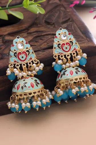 Sky blue color meenakari earrings classic festive look