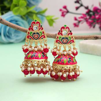 Rani color meenakari earrings royal designer appeal 1