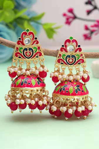 Rani color meenakari earrings royal designer appeal