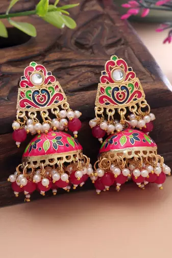 Rani color meenakari earrings royal designer appeal