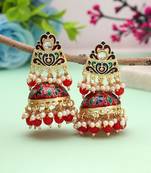 Red color meenakari earrings beautiful ethnic finish
