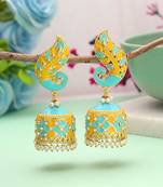 Firozi & yellow color meenakari earrings traditional