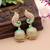 Pista green & pink color meenakari earrings designer