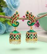 Green & maroon color meenakari earrings festive style