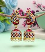 Red & blue color meenakari earrings traditional design