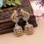 Grey & red color meenakari earrings handmade finish
