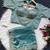 Blue Color Embroidery theard Work Satin Saree