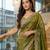 Olive Color Embroidery theard Work Satin Saree
