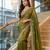 Olive Color Embroidery theard Work Satin Saree