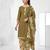 Olive printed cotton blend stitched geometric print salwar kurta dupatta for women