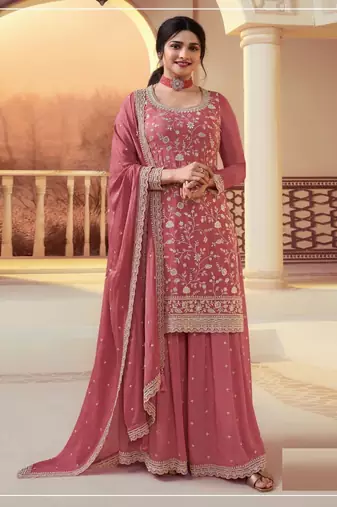 Pink Silk Blend semi stitched wedding suits