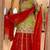 Lime green & red embroidered lehenga choli set with dupatta
