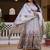 Elegant grey floral printed anarkali suit set with dupatta for women