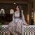 Elegant grey floral printed anarkali suit set with dupatta for women