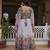 Elegant grey floral printed anarkali suit set with dupatta for women