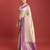 Off white sky banarasi silk blend jacuard work saree with unstitched blouse piece