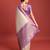 Off white sky banarasi silk blend jacuard work saree with unstitched blouse piece