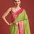 parrot green silk blend banarasi jacuard work saree with unstitched blouse piece
