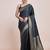 blue silk blend banarasi jacuard work saree with unstitched blouse piece